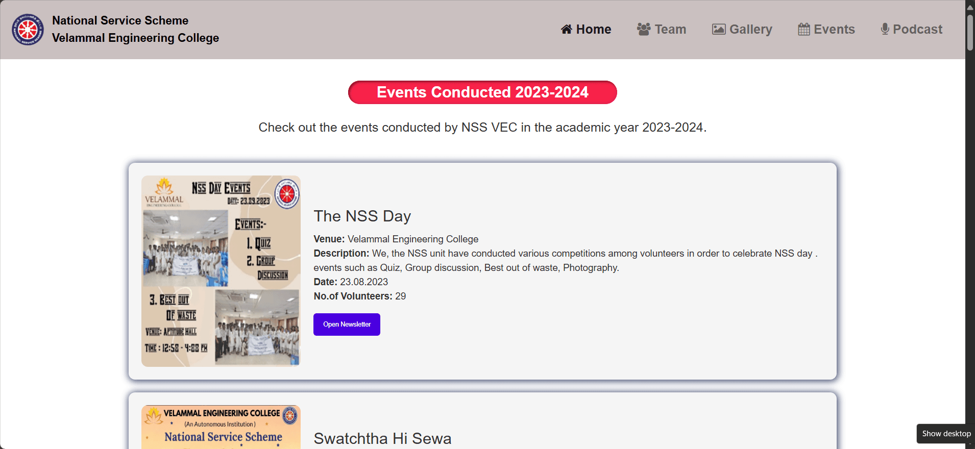 Events Page